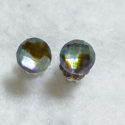 （一分）Avalon貝殼和水晶耳釘（6毫米·鈦柱） 第1張的照片