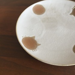 4.5寸皿 ねこ水玉（白）取り皿・ソーサー　在庫有 1枚目の画像