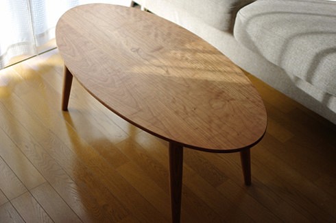 チェリー材のオーバルローテーブル 1枚目の画像