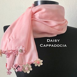 夏季大減價！有機棉布攤位，帶繡花（2面）“ Daisy”淺粉色 第1張的照片