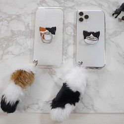 三毛猫のリング付きスマホケース　シンプル　かわいい　iPhoneケース 1枚目の画像