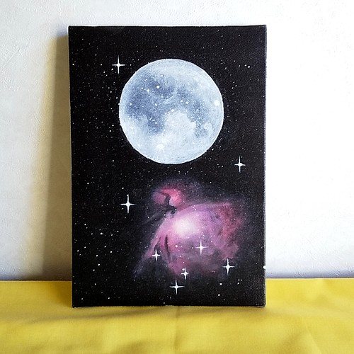 原画 月とオリオン大星雲【油絵】
