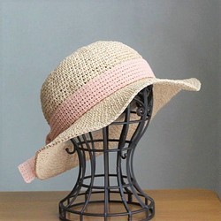 手編み＊リボンを選べる麦わら帽子（ココナッツ・58cm） 1枚目の画像