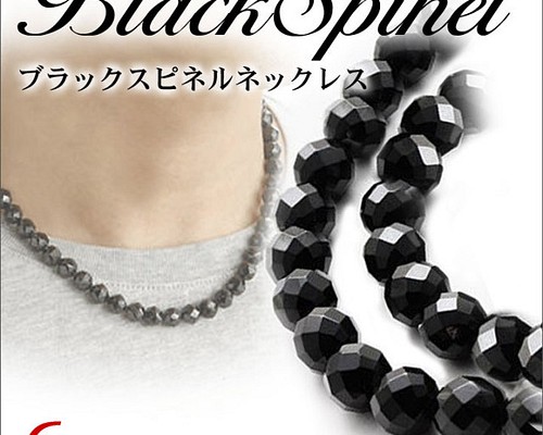 AAA ブラックスピネル ネックレス 6mm 極太 宝石カット 黒 