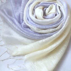 *紫羅蘭色×淺淡色*光面大幅絲綢披肩 第1張的照片