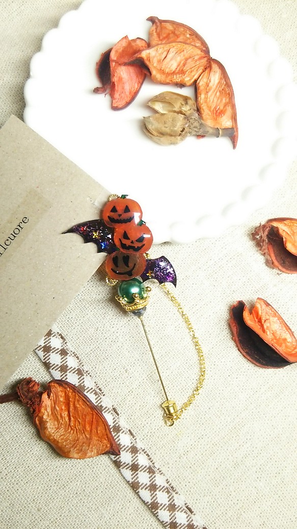 ～ハロウィン＊かぼちゃのピンブローチ～【定形外郵便送料無料】 1枚目の画像