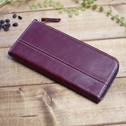 本革の薄型Ｌ型ファスナー財布 / style -winered- 1枚目の画像