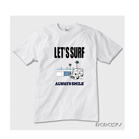 【受注生産品】LET'S SURF_車Tシャツ_S~Lサイズ（ホワイト） 1枚目の画像