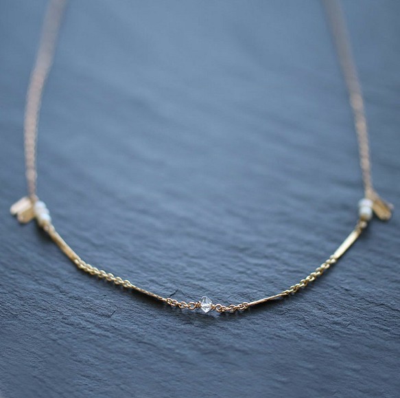 gemstone NY産ハーキマーダイヤモンドのひと粒ネックレス 1枚目の画像