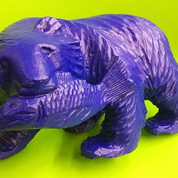 熊の木彫り　魔改造　青色（ブルー）　オーダーメイドも可能です。 1枚目の画像