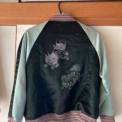 スカジャン リバーシブル 着物リメイク 獅子刺繍 呉服リメイク