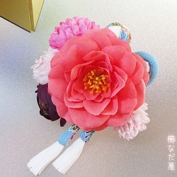 Hanbari髮飾和服成人表達粉紅色藍色日本字符串裝飾髮夾 第1張的照片