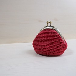 手編みのがま口　赤 1枚目の画像