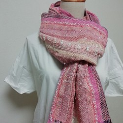 ★手織りのマフラー★　ピンクのグラデーション 1枚目の画像