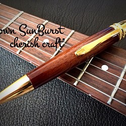 Handmadeボールペン☆ウォールナットSunBurstギター塗装☆【送料無料】 1枚目の画像