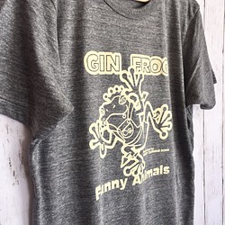 着心地柔らかTシャツ『GIN FROG/ジンフロッグ』ヴィンテージヘザー ・薄手・王冠・カエル 1枚目の画像