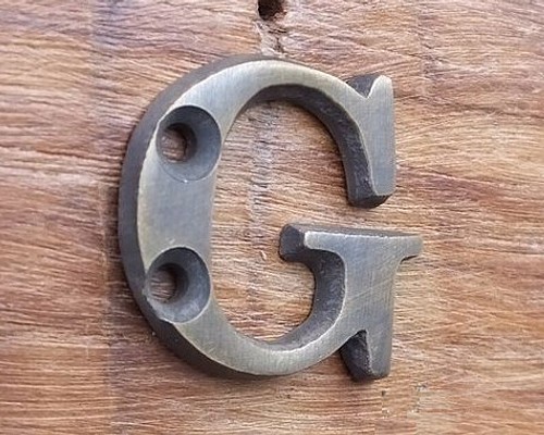 真鍮 アルファベット 英数字 アンティーク風 レトロ ヴィンテージ調 文字プレート G （真鍮／ブラス）　No.126