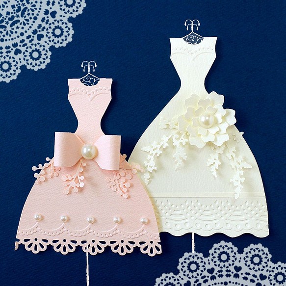 ピンク&ホワイト　ドレスのメッセージカード 1枚目の画像
