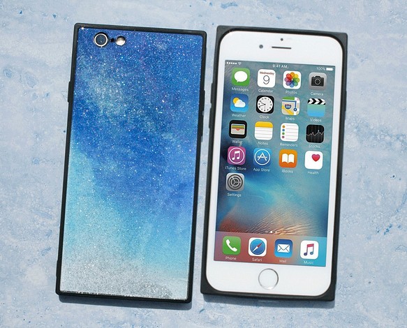 iPhone ハードケース スクエアケース Starry Sky 星空 ガラス iPhone8 iPhoneX 1枚目の画像