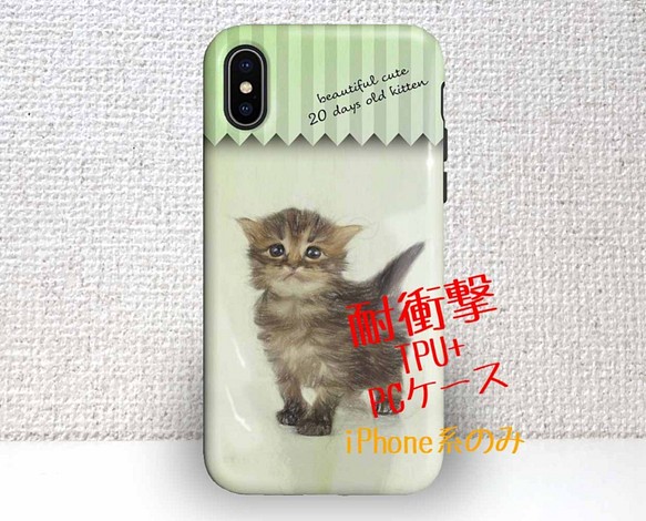 iPhoneX用 耐衝撃ケース 可愛い黒猫 グリーン系 【公式サイト より