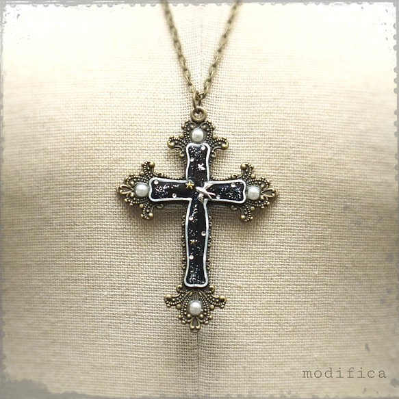 WEB限定商品Cross Church necklace（ブラック） 1枚目の画像