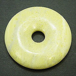 [只剩幾個！ ]天然石材零件豌豆盤檸檬石甜甜圈型（1個）ti-p-disk-67約40mm 第1張的照片