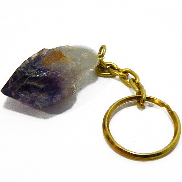 天然石材礦物鑰匙扣 ~ 紫水晶粗石 ~ gs-sp-5482 第1張的照片