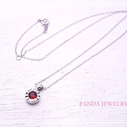 PANDA JEWELRY K10WGキラキラハートのネックレス(レッドサファイア) p