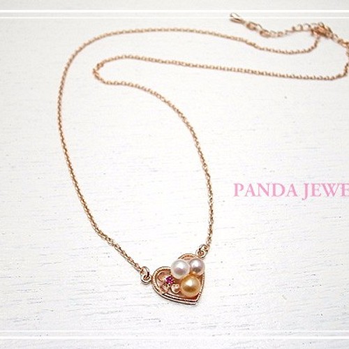 PANDA JEWELRY てんこ盛りパールネックレス（ピンクゴールド） p-002-n