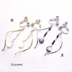 Kasumi　シェルと金属パーツのイヤリング　de-59-ks-97 1枚目の画像