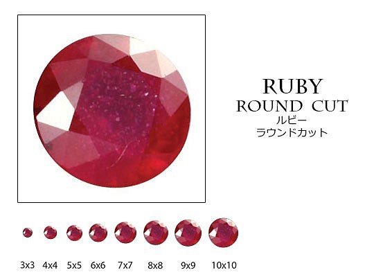 天然石 ルース 卸売　ルビー（ruby）　紅玉石　ラウンドカット　rub-r　1mm10点セット 1枚目の画像