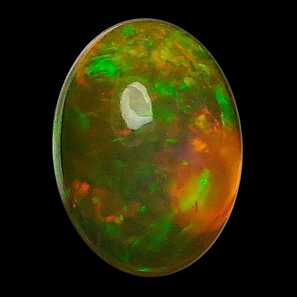 埃塞俄比亞黃色蛋白石（上面點綴著黃色蛋白石）露絲（橢圓形凸圓形）STG-160 第1張的照片