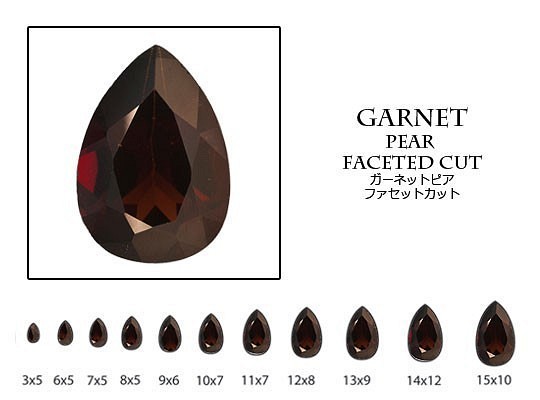 天然石 ルース 卸売　ガーネット garnet 石榴石　ピアカット　7x10mm 1枚目の画像