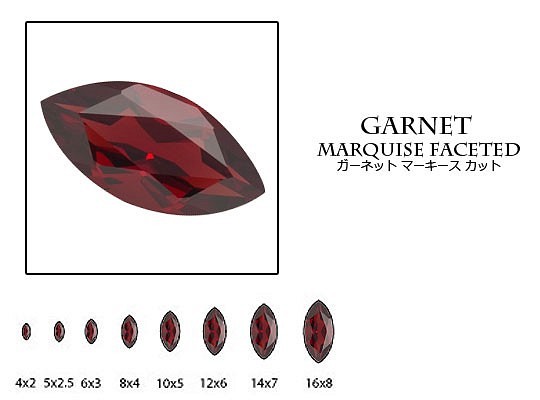 天然石 ルース 卸売　ガーネット garnet 石榴石　マーキスカット　4x8mm 1枚目の画像