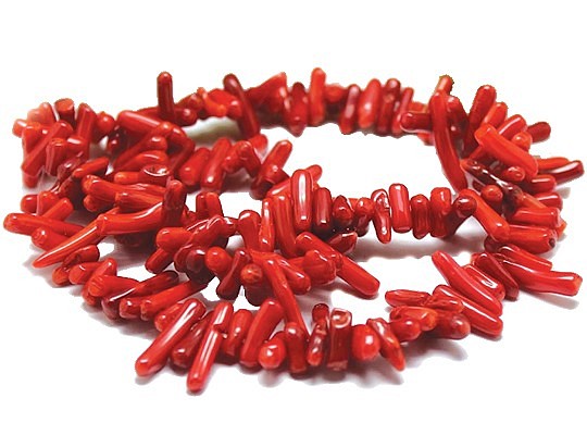 天然石 ビーズ ライン 卸売　シーバンブーコーラル赤（染色）　枝チップビーズ（さざれ）　cor-cb3 1枚目の画像