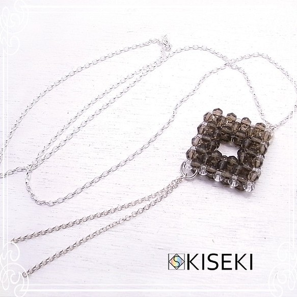 KISEKI 方形吊墜（煙熏石英和水晶）de-89-ks-18 第1張的照片