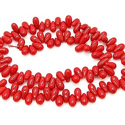【數量有限！ ] 天然石珠海竹海竹珊瑚紅（紅珊瑚）滴珠 liw-co-49 第1張的照片