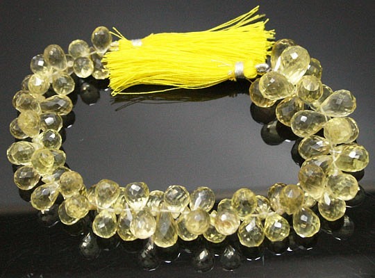 天然石珠線批發檸檬石英硫水晶滴梨形 Breolet 切割珠 ali-145 第1張的照片