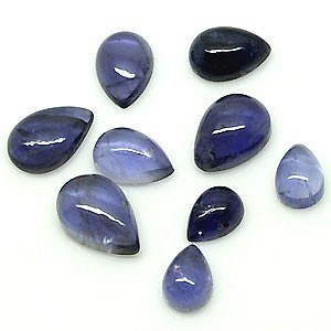 天然石 ルース 卸売　アイオライト iolite 菫青石　ペアシェイプカボション　4x6mm 1枚目の画像