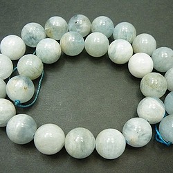 天然石珠批發海藍寶石（海藍寶石）圓珠（半股）aqu-14-th 第1張的照片