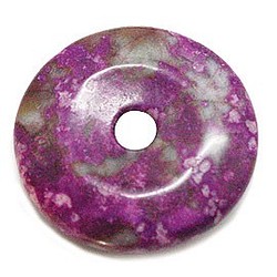 天然石材配件豌豆圓盤紫色花碧玉甜甜圈型（3件套）ti-pa-1491約25毫米 第1張的照片
