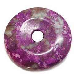 天然石材零件豌豆盤紫色花碧玉甜甜圈形狀（一個）TI-PA-1491約50mm 第1張的照片