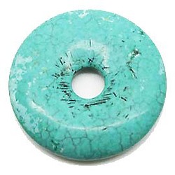 天然石材配件豌豆盤綠松石染色甜甜圈型（3件套）timy-pd-10約30毫米 第1張的照片