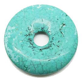 天然石材配件豌豆盤綠松石染色甜甜圈型（3件套）timy-pd-10約30毫米 第1張的照片