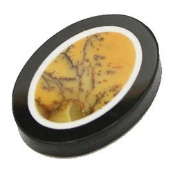 天然石材零件黑瑪瑙/圖片碧玉橢圓形零件ti-pa-1277 第1張的照片