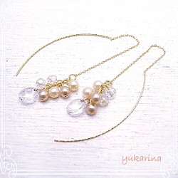 yukarina crystal×petit pearl美國耳環t-ap005 第1張的照片