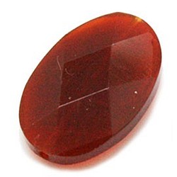 天然石材零件紅玉髓（carnerian）橢圓形切面部分（通孔）（2件套）ti-pa-1366 第1張的照片