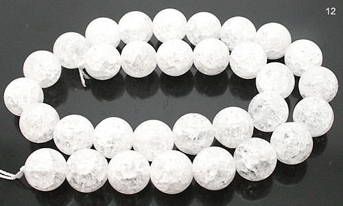 天然石珠線批發裂紋水晶（水晶）圓球圓珠配件12mm 第1張的照片