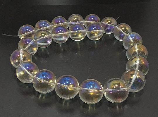 天然石珠線批發光環水晶石英晶圓珠配件18毫米auq-round-18 第1張的照片