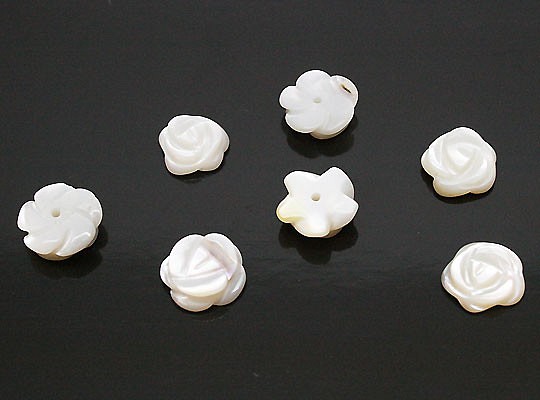 天然石材零件貝殼/珍珠母玫瑰玫瑰凸起部分（3件套）ti-pa-996 第1張的照片